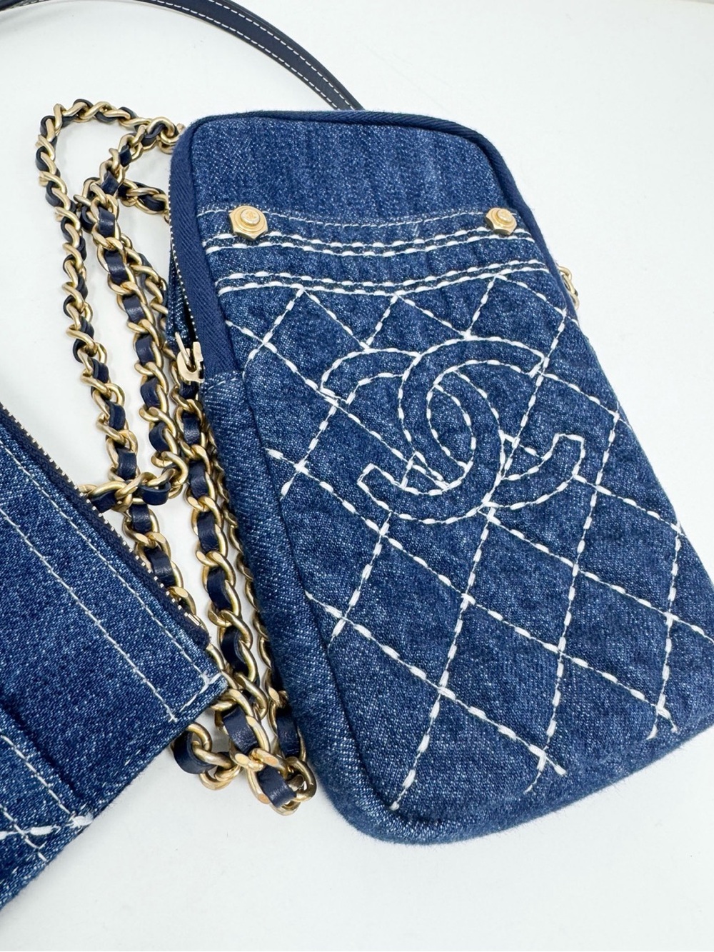 Chanel Denim Quilted Crossbody Phone Case and Wallet Set - Picture 3 of 10